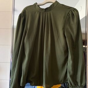 SHEIN Olive Green Turtleneck Long Sleeve Blouse